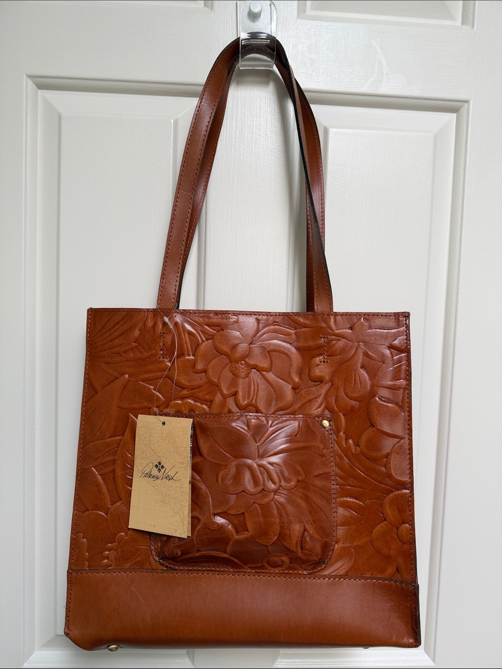 NWT Patricia Nash tote Toscana gold cognac tooled leather western classic tooled - Picture 2 of 15